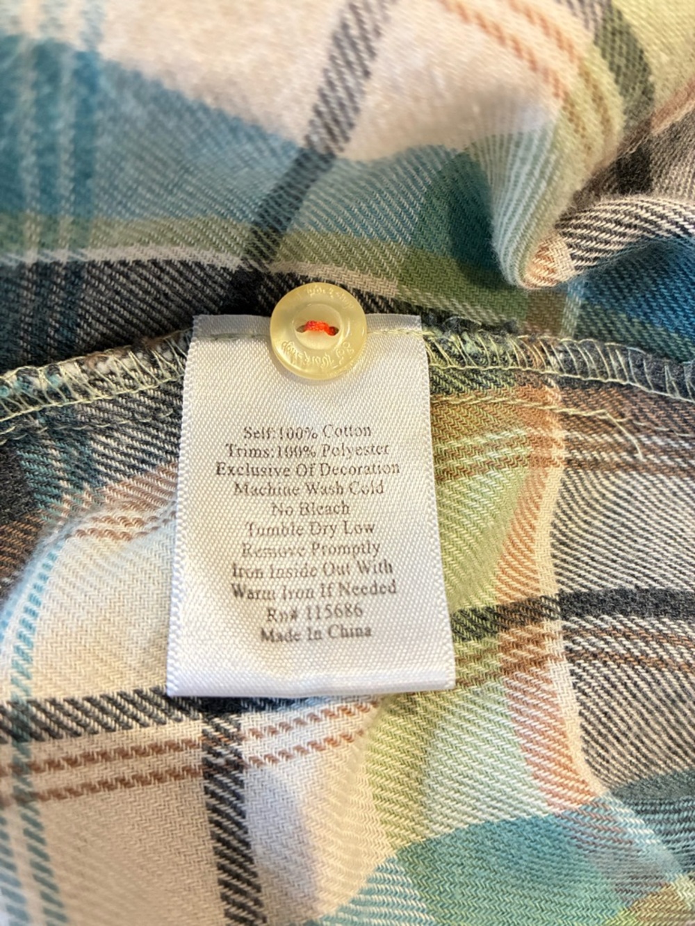 Johnny Was Flannel Plaid Button-Up in Teal, Green, Cream, Gray - Picture 6 of 6